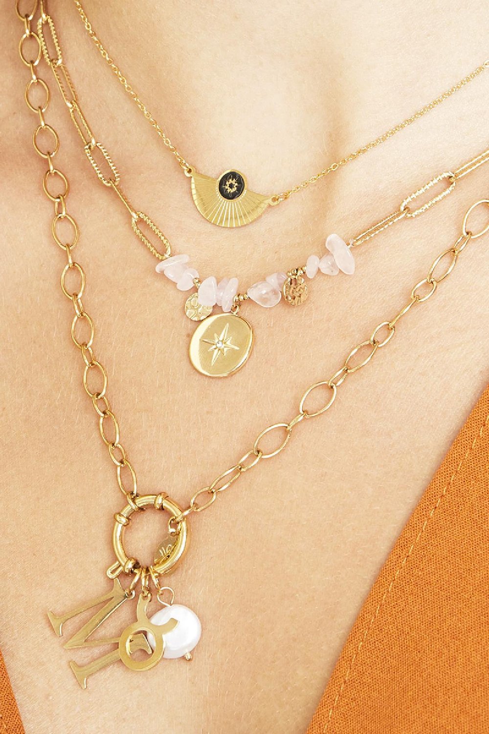 Collier Chain Ann Couleur or Acier inoxydable h5Image2